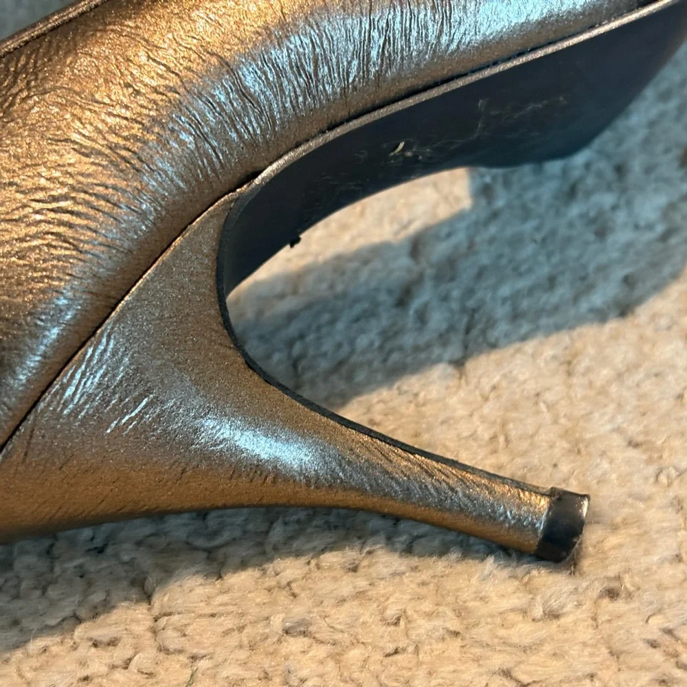 Unlisted Metallic Peep-Toe Heels with Bow - Picture 7 of 9